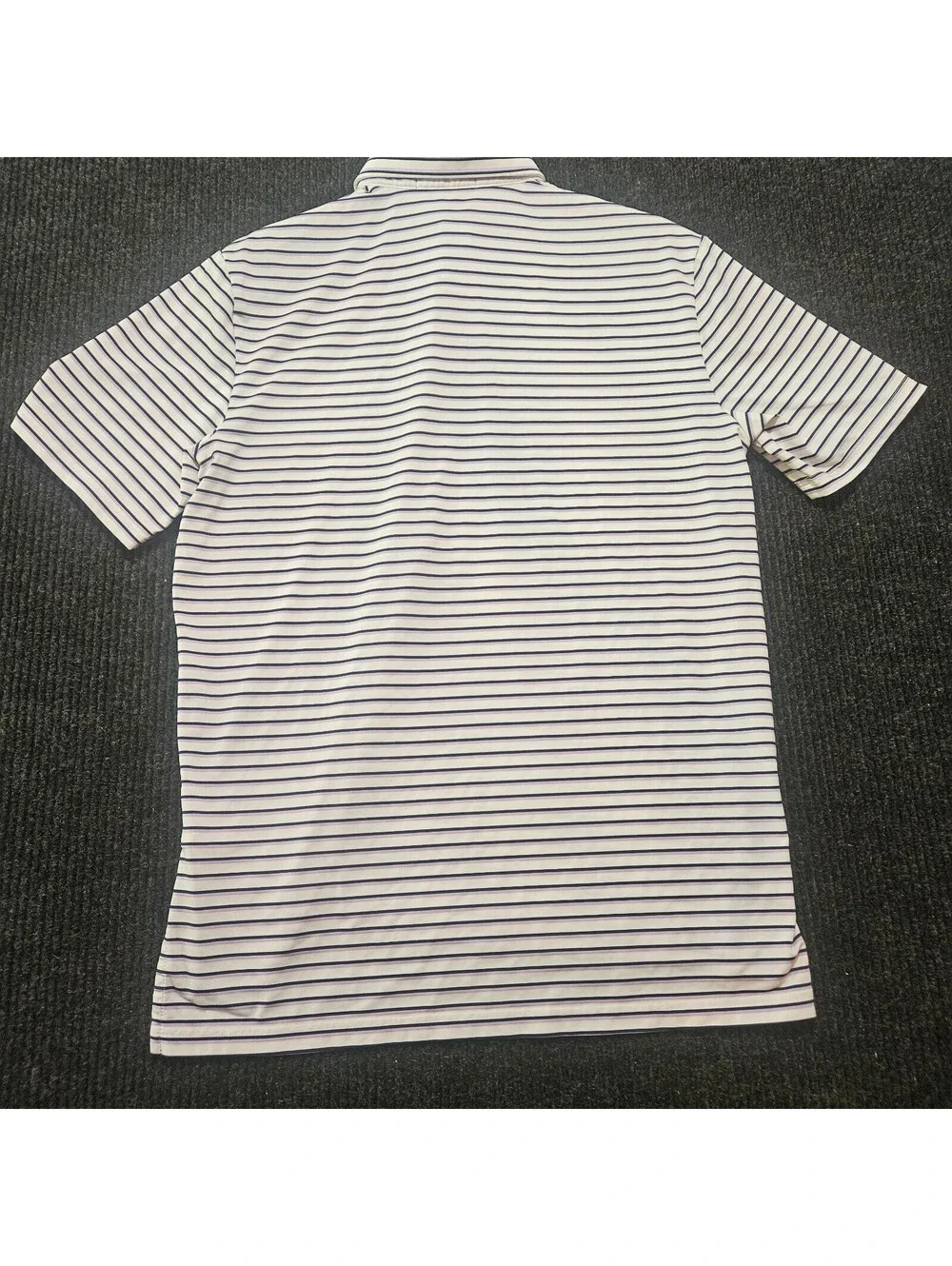 RLX Ralph Lauren Striped Golf Polo Shirt White, Black, and Purple SZ Medium